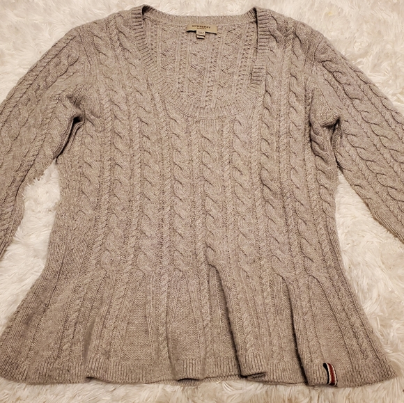 Burberry London Cable Knit Peplum Sweater - Picture 2 of 5